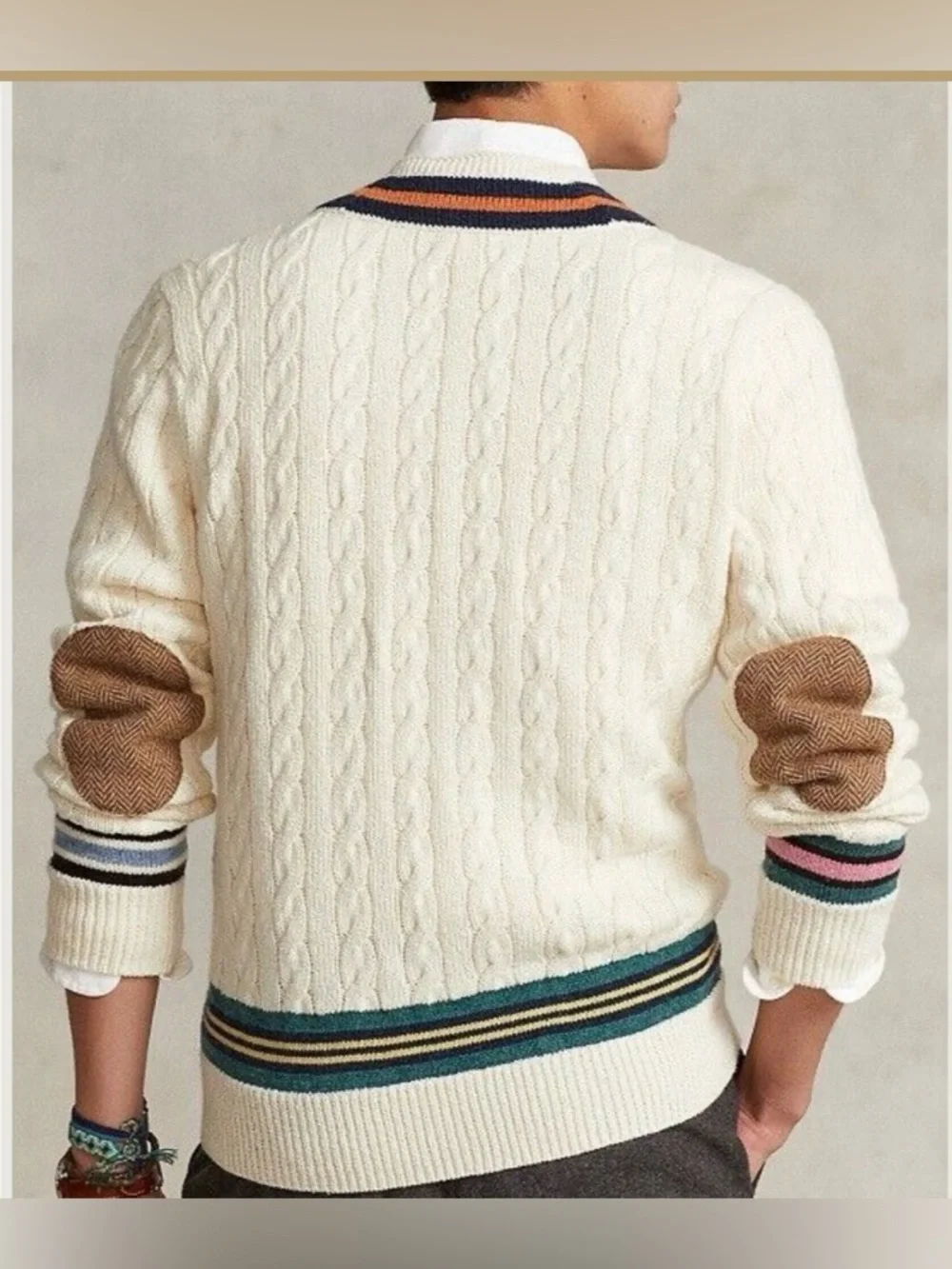 POLO Ralph Lauren XL Wool Cashmere Blend Cricket Cable Knit Sweater Orig $350